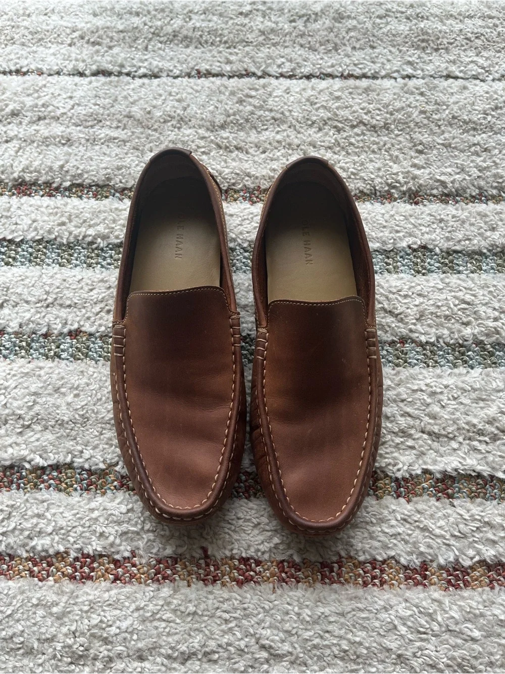 Cole Haan Tan Leather Slip-On Moccasin Loafers